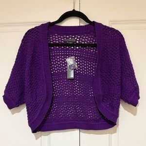 Covington Women's Vibrant Purple Knit Shrug NWT